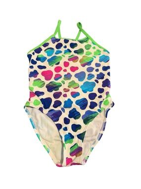 Girls' Neon Spot Print One-Piece Swimsuit - Multicolor